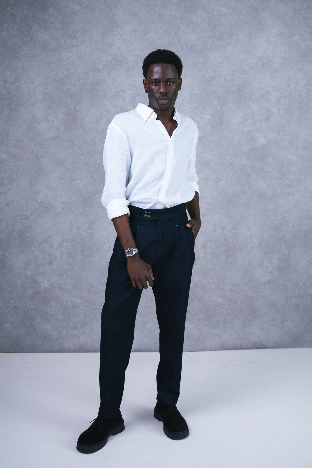 Japanese Denim Gurkha Pants (Dark Denim)