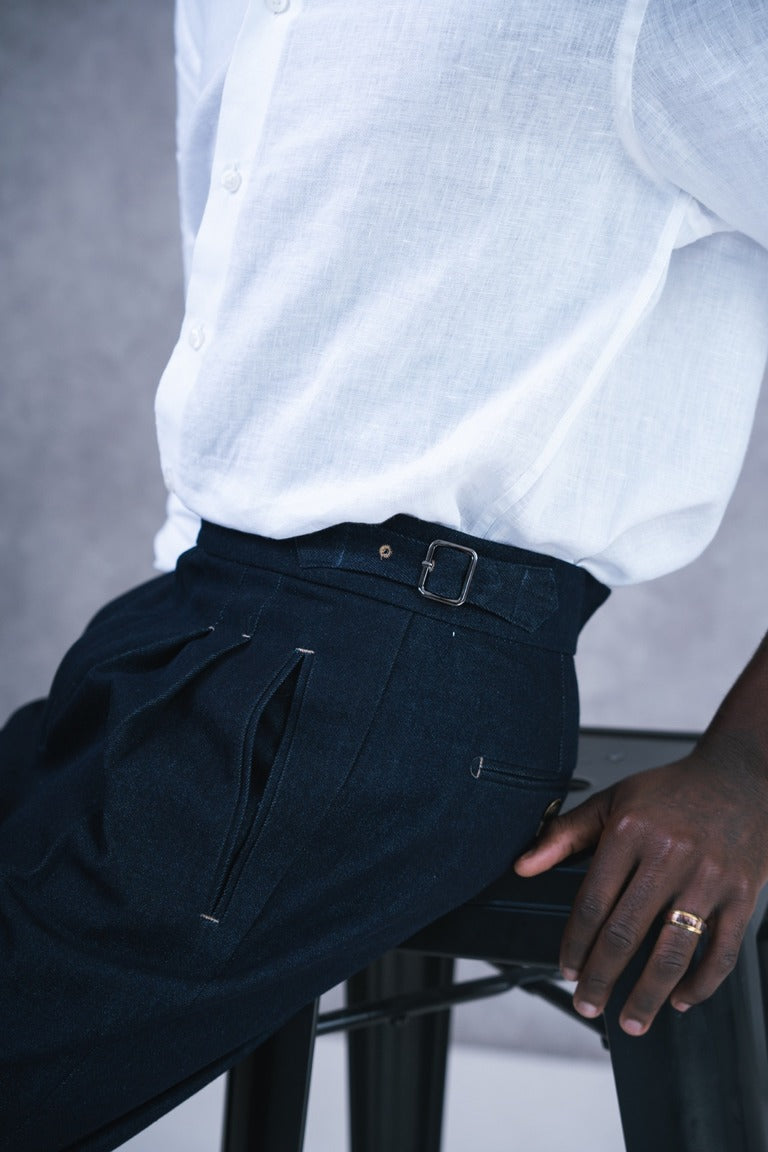 Japanese Denim Gurkha Pants (Dark Denim)